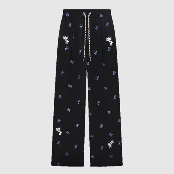 B.sure Bow Puppy Embroidered Casual Pants - Picture 1 of 4